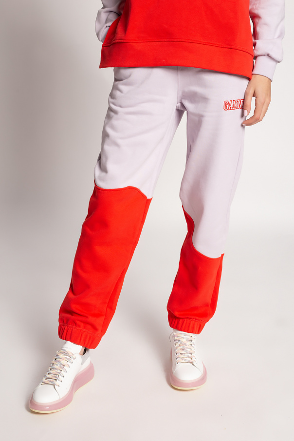 パンツ Ganni Tapered Sweatpants White T2925135 T2925135SS22 Its brightens up jeans a treat - Organic cotton sweatpants